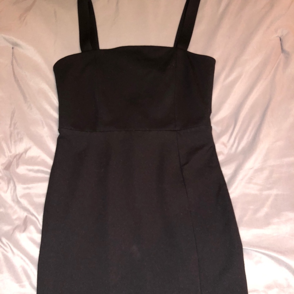 Black midi dress with slit